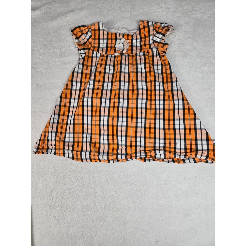 Sara Lynn Togs Girls 2T Orange Black Plaid Tigers Dress Bloomers Set Game Day